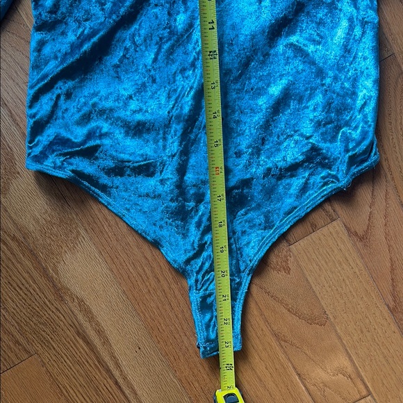 NWT Free People Intimately Elegant Teal Velvet Women's Thong Bodysuit Sz. XS - Picture 6 of 11